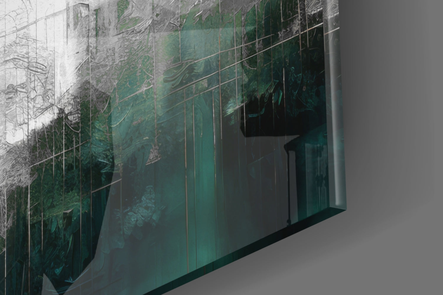 Emerald Mist Abstract Skyline Glass Wall Art