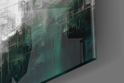 Emerald Mist Abstract Skyline Glass Wall Art