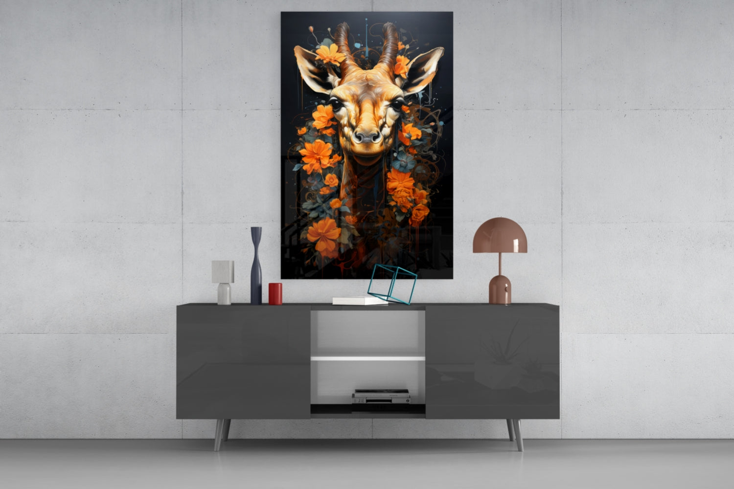 Orange Blossom Antelope Portrait Glass Wall Art