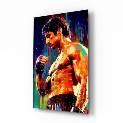 Rainbow Splash Profile Fighter Glass Wall Art