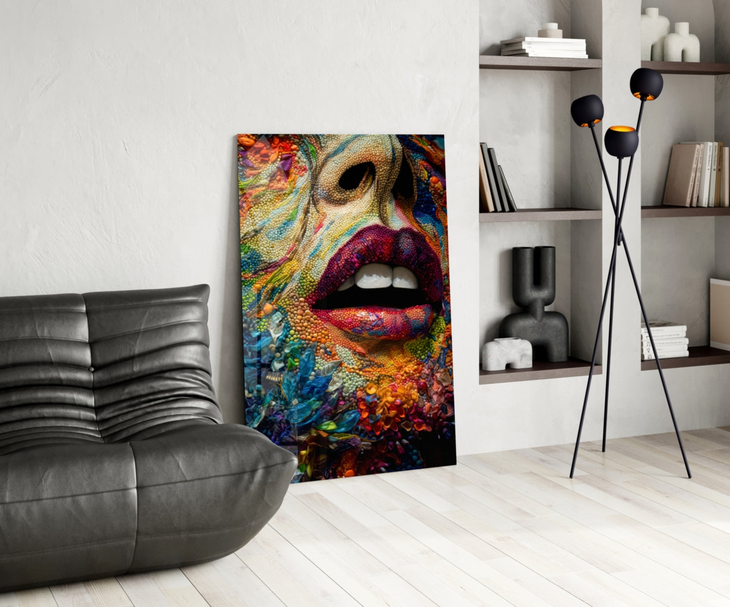 Lips and Flowers Glass Wall Art|| Designer&
