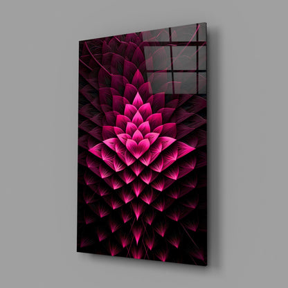 Magenta Layered Lotus Fractal Glass Wall Art
