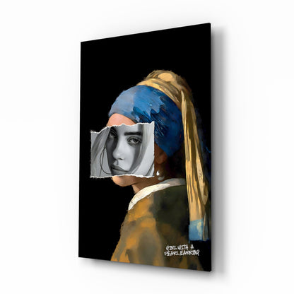 Contemporary Girl with Pearl a Earring Glass Wall Art || Designer Collection