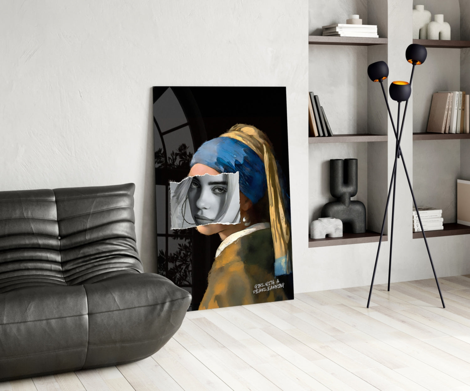 Contemporary Girl with Pearl a Earring Glass Wall Art || Designer Collection