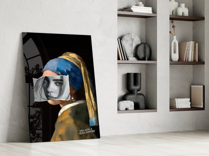 Contemporary Girl with Pearl a Earring Glass Wall Art || Designer Collection
