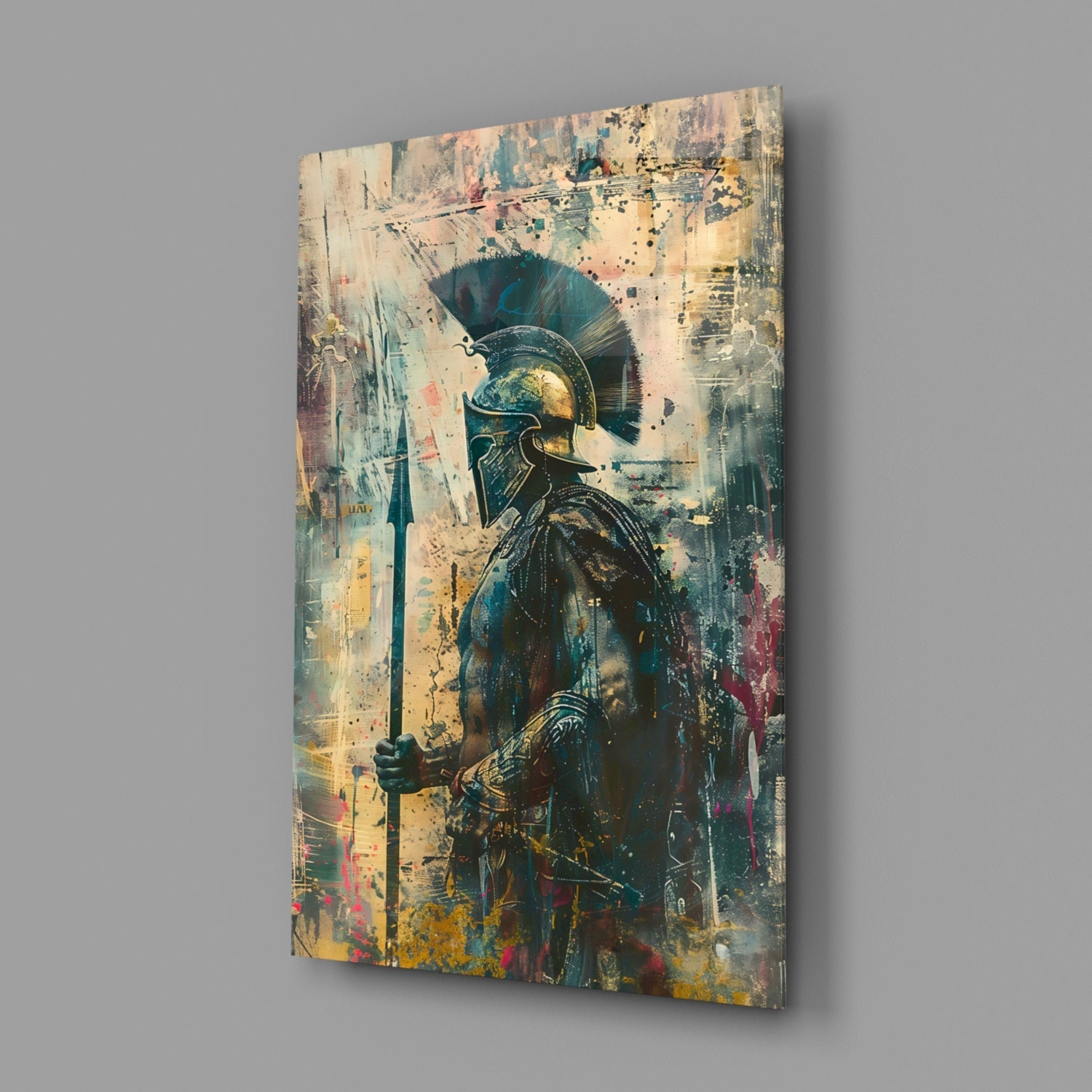 Colorful Painted Spartan Glass Wall Art
