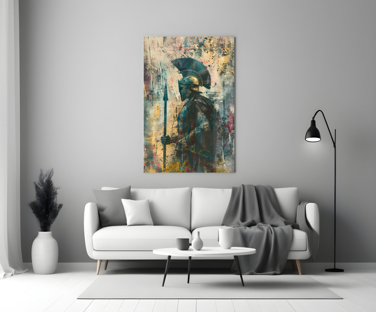 Colorful Painted Spartan Glass Wall Art