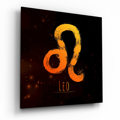 Orange Gradient Ember Sky Leo Glass Wall Art