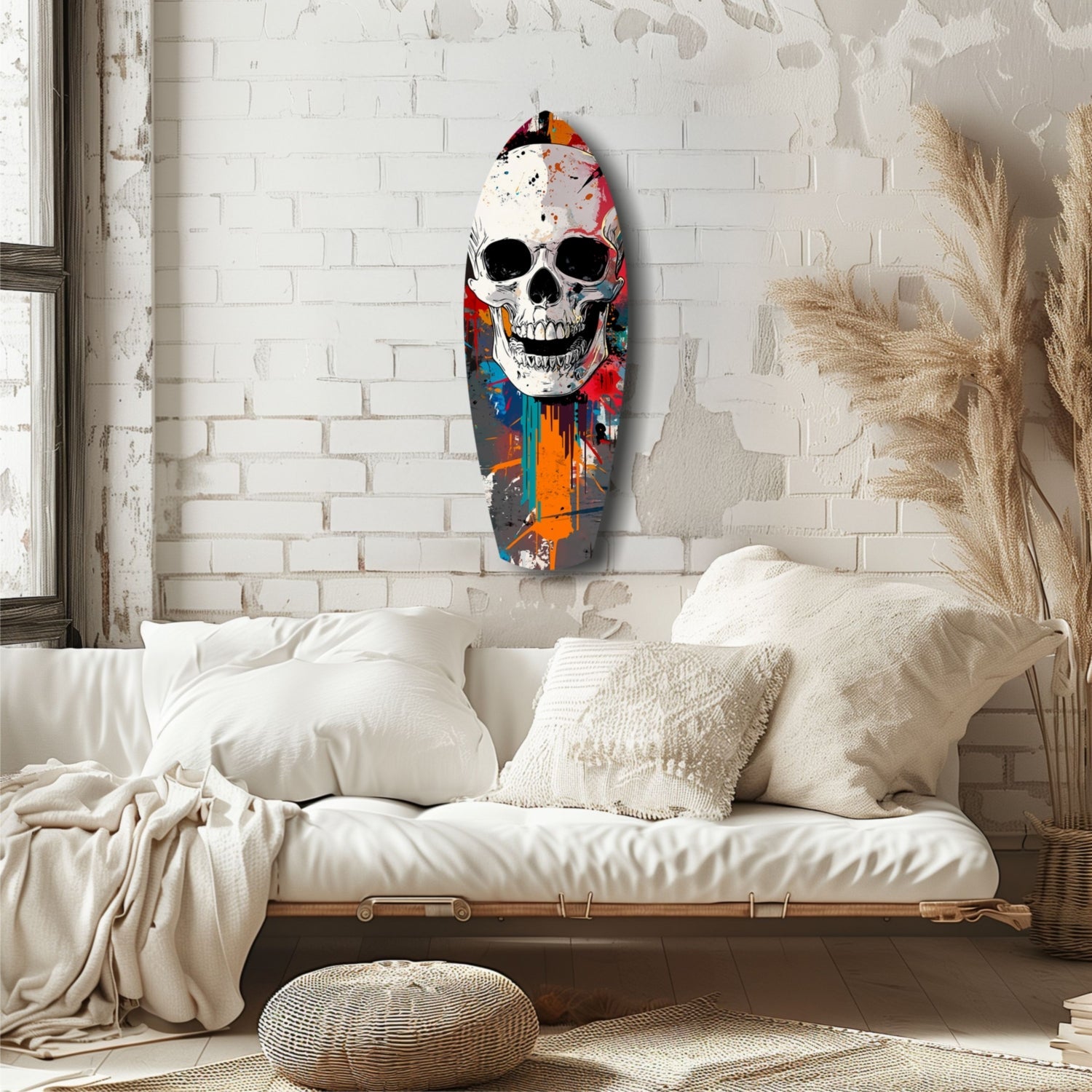 Skull in the Street Art Glass Wall Art