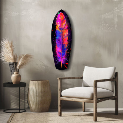 Colorful Feather Glass Wall Art