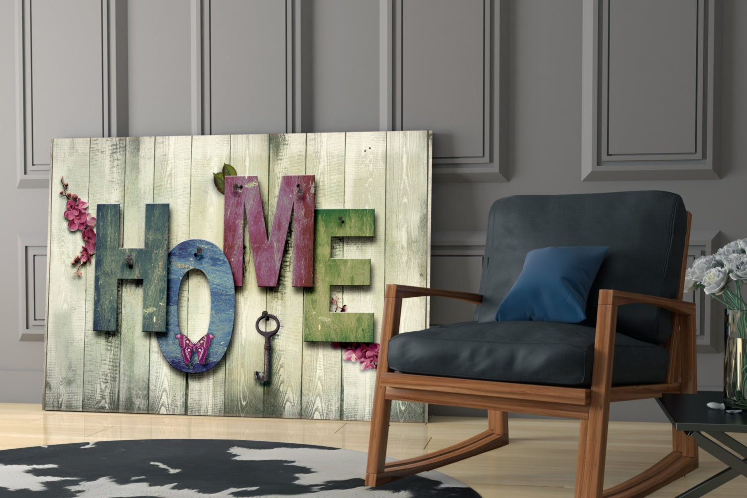 Rustic Home Letters Wood Panel Glass Wall Art