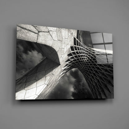 Monumental Lattice Arch Monochrome Glass Wall Art