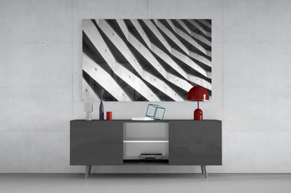 Rippled White Wall Shadows Glass Wall Art