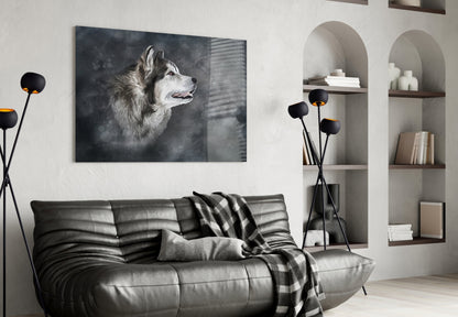 Nordic Husky Profile Glass Wall Art