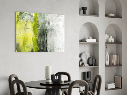 Lime Green Stripe Gray Glass Wall Art