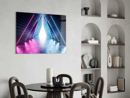 Neon Apex Triangle Corridor Glass Wall Art