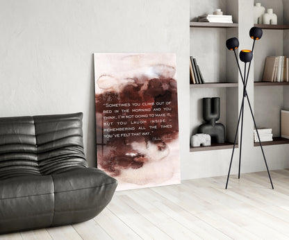 Burgundy Watercolor Morning Quote Glass Wall Art