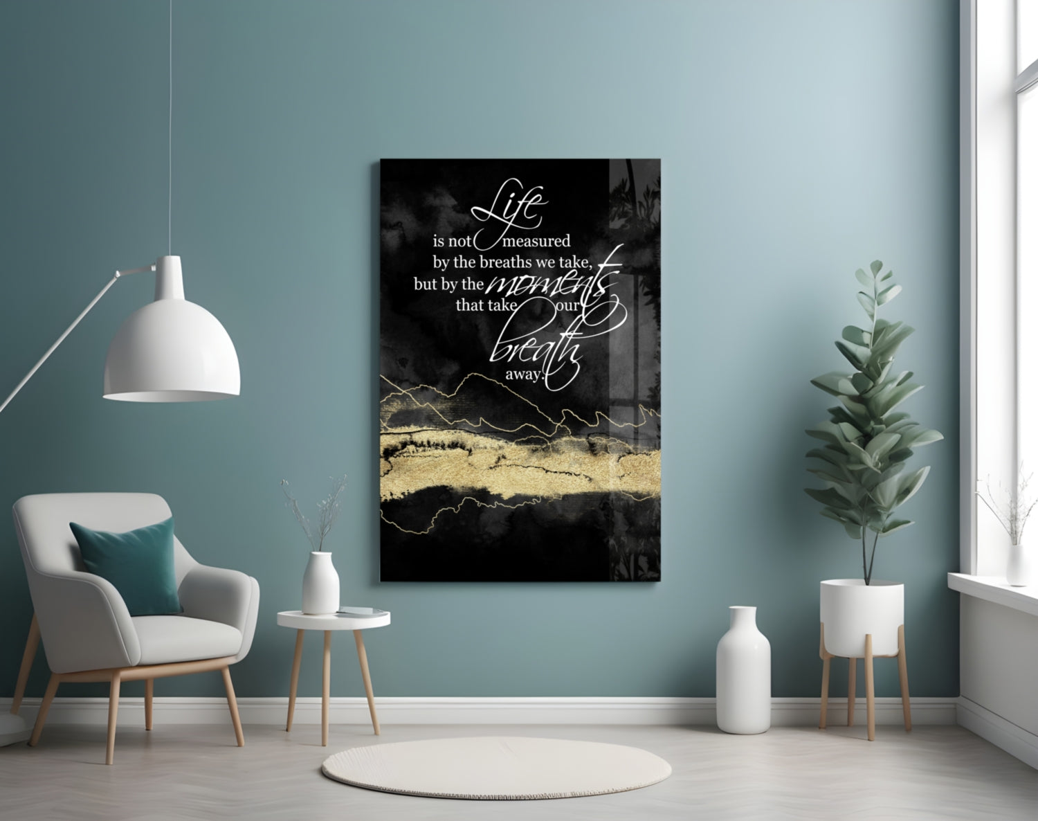 Gold Ridge Breath Away Script Glass Wall Art