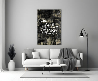 April Showers May Flowers Glass Wall Art