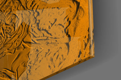 Amber Gold Rose Relief Texture Glass Wall Art