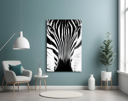 Symmetric Zebra Face Glass Wall Art