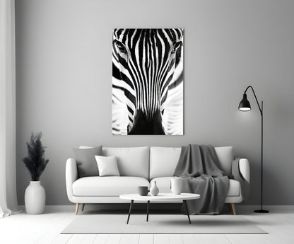 Symmetric Zebra Face Glass Wall Art