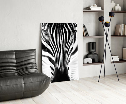 Symmetric Zebra Face Glass Wall Art