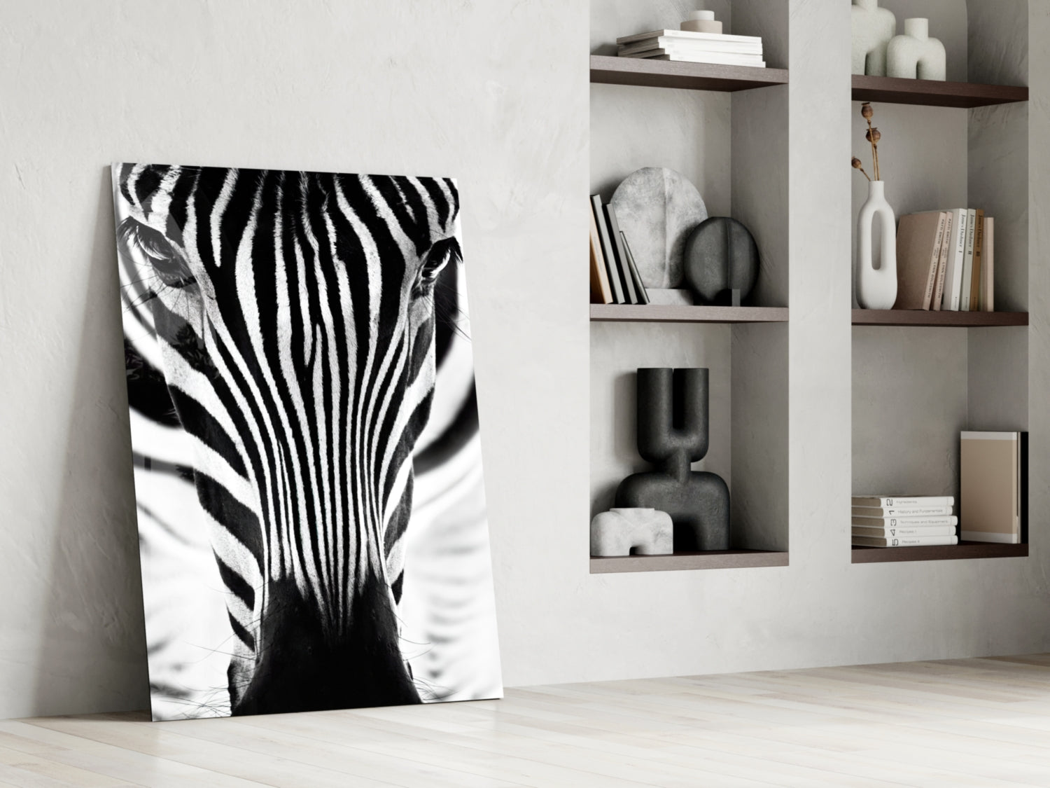 Symmetric Zebra Face Glass Wall Art