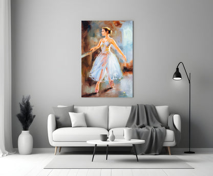 White Gown Rehearsal Ballerina Glass Wall Art