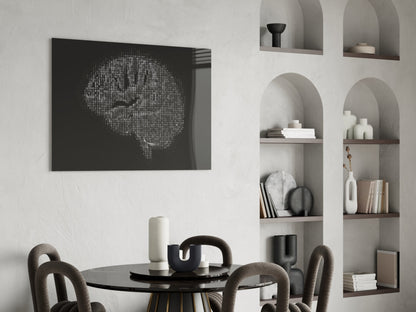 Binary Code Digital Brain Glass Wall Art