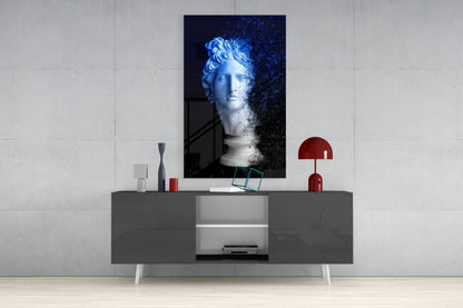 Blue Dispersion Apollo Head Glass Wall Art