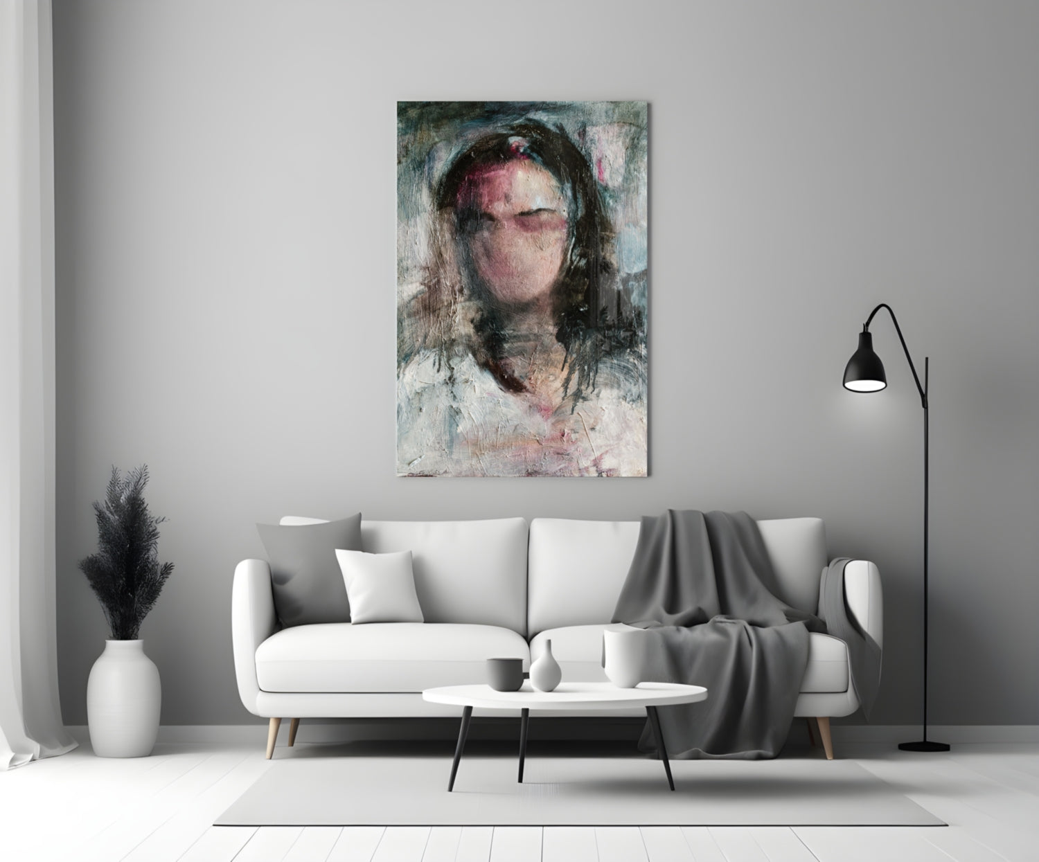 Ghostly Muted Portrait Glass Wall Art