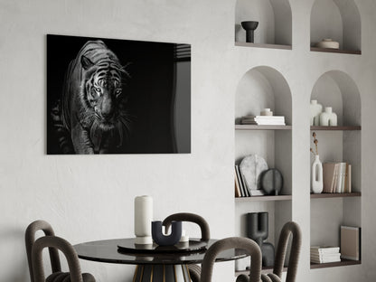 Tiger Emerging From Shadow Glass Wall Art