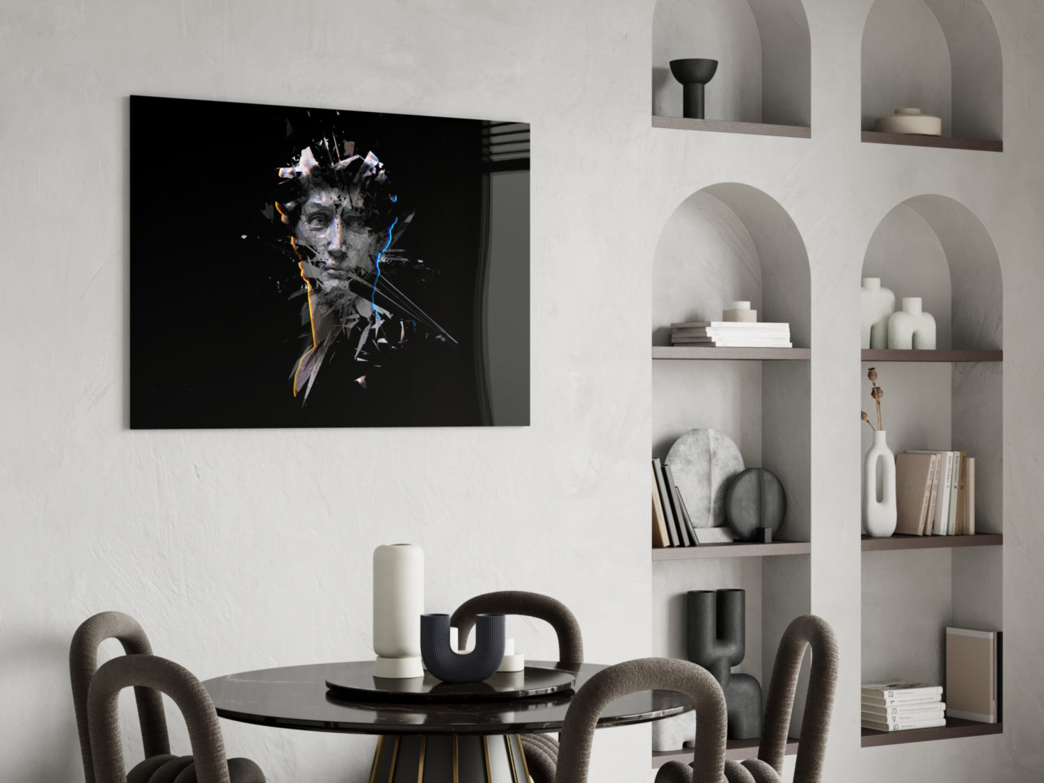 Shattered Face Black Glass Wall Art