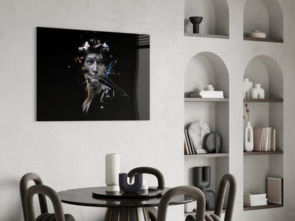 Shattered Face Black Glass Wall Art