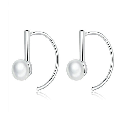 nowadaysfashion Sterling Silver Elegant Round Pure Love Pearl Drop Earrings