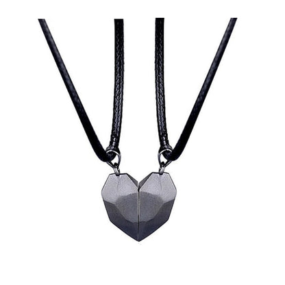 2pcs matching necklaces for couples Magnetic Lovers Heart necklaces Suction Wishing Stone