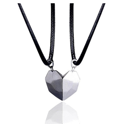 2pcs matching necklaces for couples Magnetic Lovers Heart necklaces Suction Wishing Stone