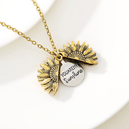 You Are My Sunshine Sunflower Necklaces For Women Gifts Rose Gold Color Fashion Jewelry