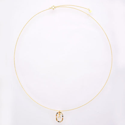 Sterling Silver Gold 26 Alphabet B J P Letters A M Initial Long Chain Necklace Summer Colorful Zircon Ovals