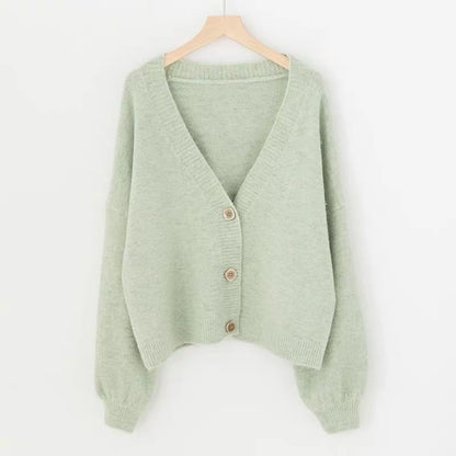 lantern sleeve cardigan Winter Solid Cashmere Casual Fashion Winter Knit sweaters