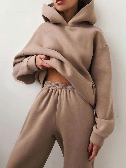 Tracksuit  Fleece Sweatshirts Two Piece Set Oversized Sports Hoodie Suit