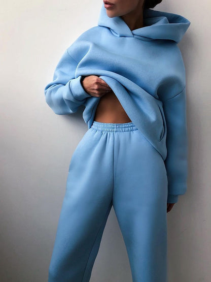 Tracksuit  Fleece Sweatshirts Two Piece Set Oversized Sports Hoodie Suit