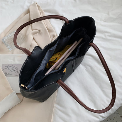 Fashion Women PU Leather Solid Color Shoulder Shopping Bag