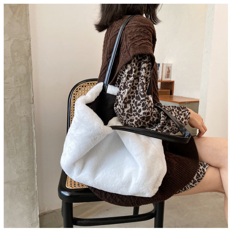 Large Tote Winter Plush Bags For Women Fashion 2021 Furry Shoulder