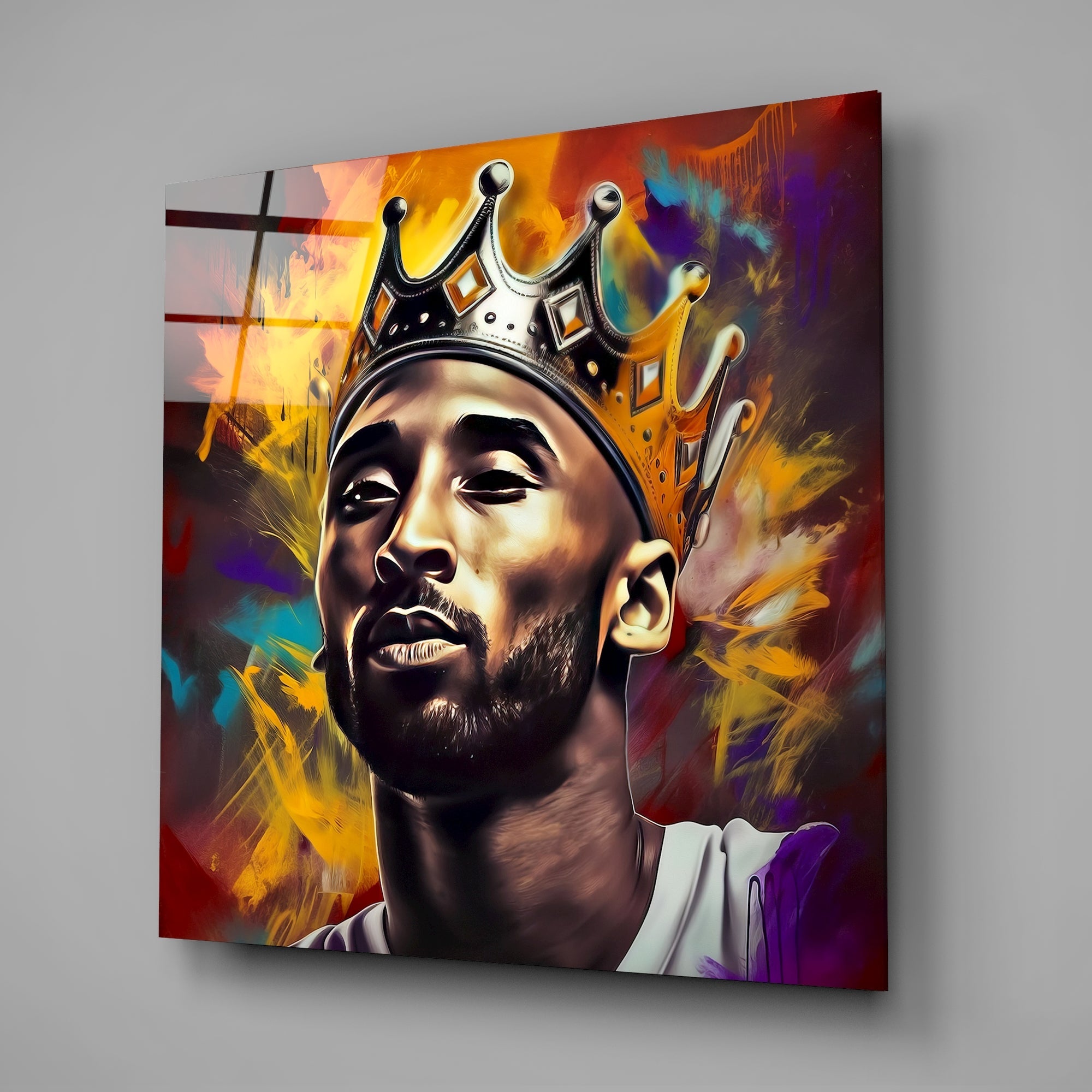 Basketball Court Legend Glass Wall Art  || Designers Collection