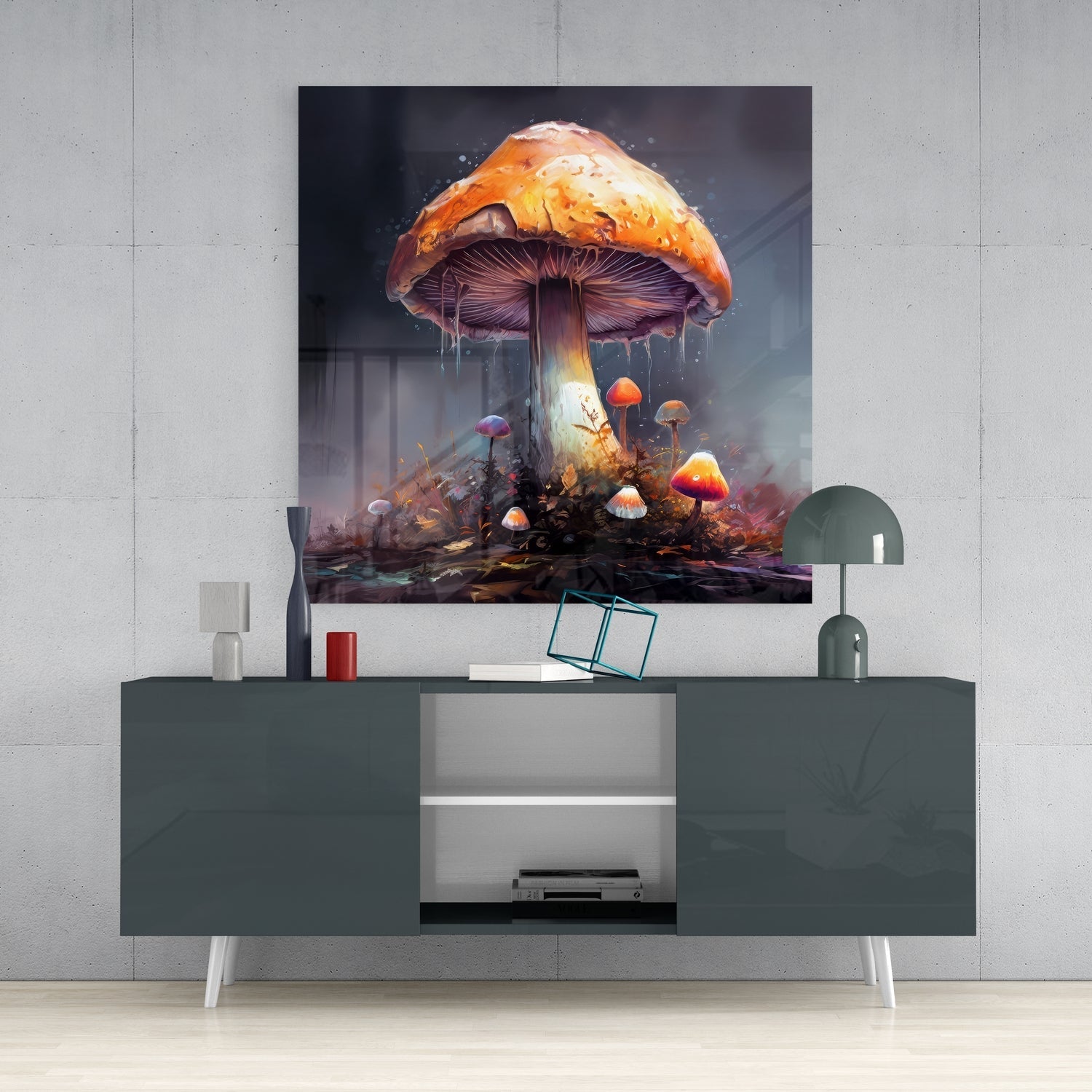 Mushroom Glass Wall Art|| Designer&