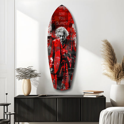 Crimson Collage Are You Sure Surfboard Glass Wall Art