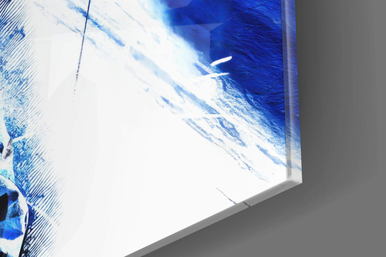 Blue Burst Plaid Shirt Rapper Glass Wall Art