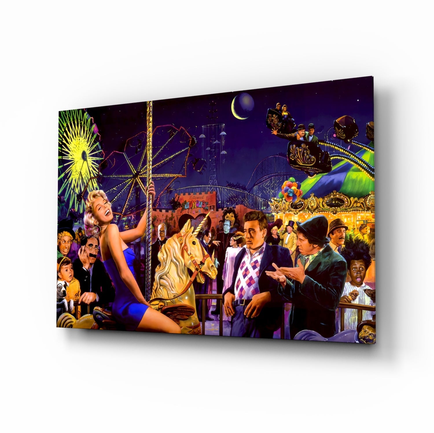 Retro Icons at the Theme Park Glass Wall Art